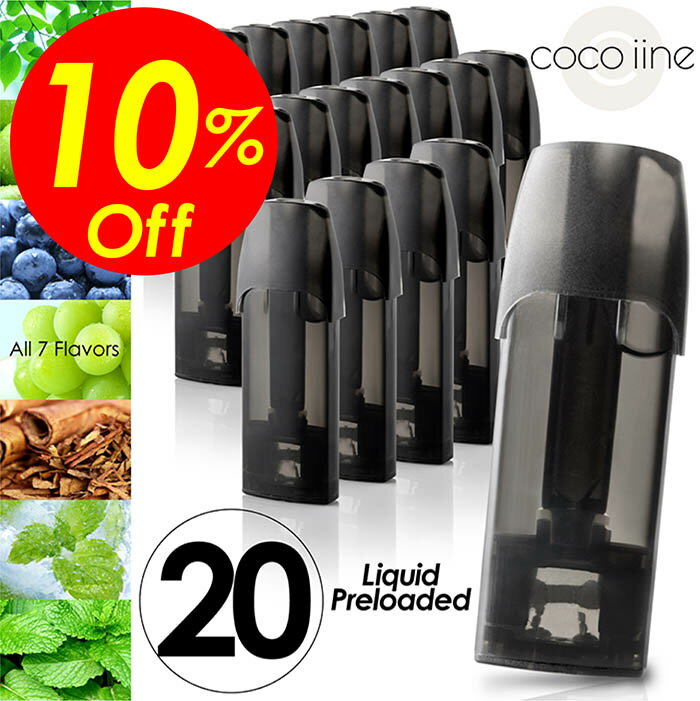 【楽天スーパーSALE割引対象商品】★送料無料＆限定価格＆ポイント2倍&クーポン！】DR.VAPE2 ドクターべイプ2 互換カートリッジ 20個セット 7フレーバー ニコチンタール0 リキッド充填済 コスパ最強 個包装 使い捨て ネコポス 送料無料！当店人気商品！