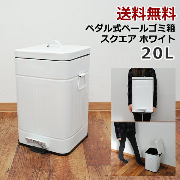 【送料無料】ごみ箱 20L スクエア　　シンプル ゴミ箱　フタ付き　ゴミ箱　ダストボックス　ごみ箱　おしゃれ ゴミ箱のサムネイル
