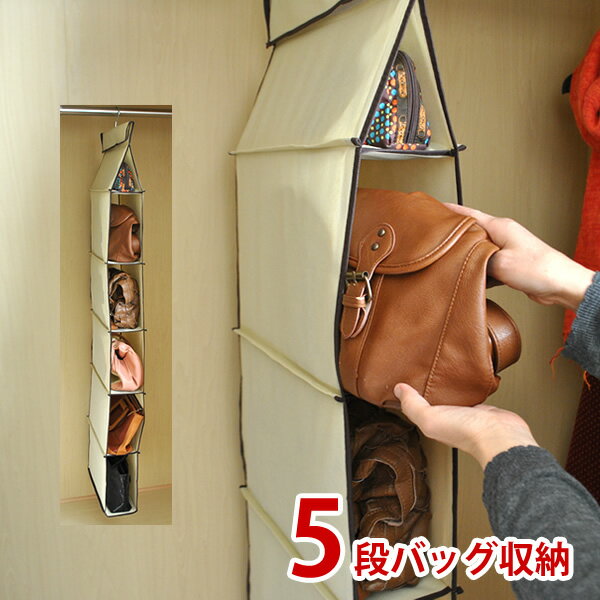 【送料無料】5段ハンガー付き収納ラックバッグ5段に収納可能です。型崩れしにくいラック状タイプ。 【送料無料・送料込】のサムネイル