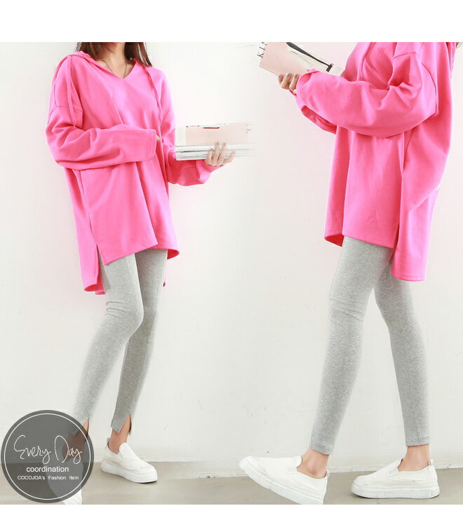 【送料無料】【レギンス】pi-84496 　センターの切り替えラインで美脚演出できるスリムフィットレギンス★スリット　ウエストゴム　スリムフィット　美脚　センターライン　シンプル　レディース　大きいサイズ #Free#【Pfashion】【cocojoa】【JYJ】【1】