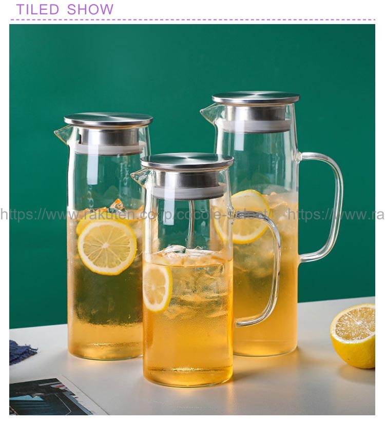 cocole-selectの耐熱ガラスピッチャー 直火対応 1000ml 1200ml 1500ml 大容量｜アングル3