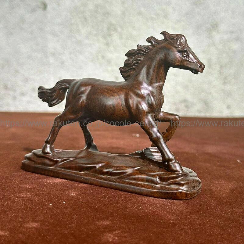 馬の置物 黒檀 木彫り 十二支 風水 インテリア 開運 縁起物 工芸品