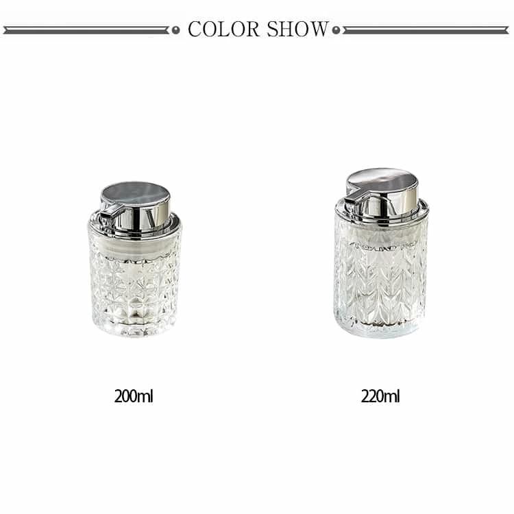 cocole-selectのソープボトル 2個セット 泡で出る 220ml 200ml ガラス 手動 ディスペンサー｜アングル2