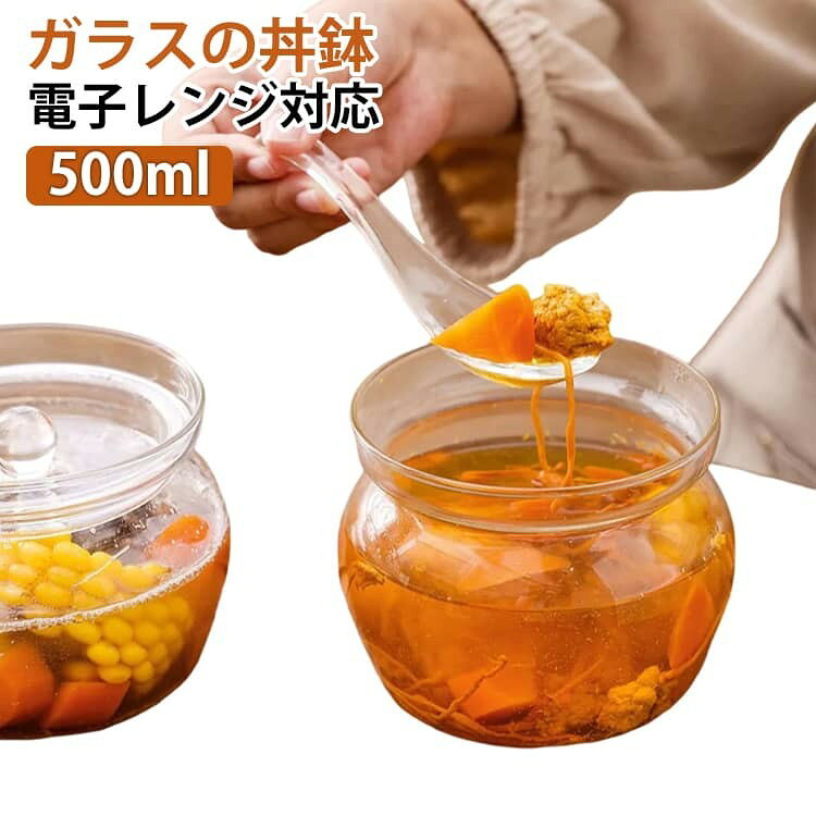 どんぶり ガラスボウル そうめん鉢 耐熱ガラス 電子レンジ対応 食洗機対応 蓋付き
