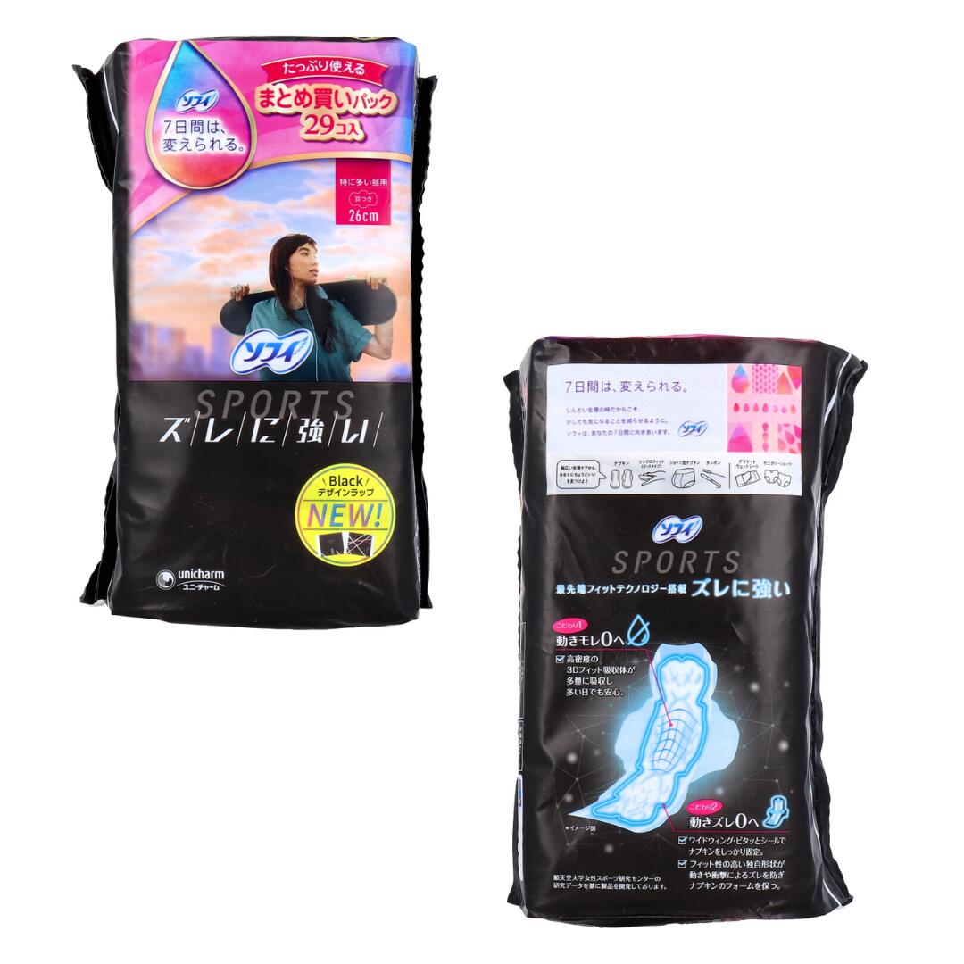 【まとめ買い】ソフィ SPORTS 特に多い昼用 羽つき 26cm 29個入