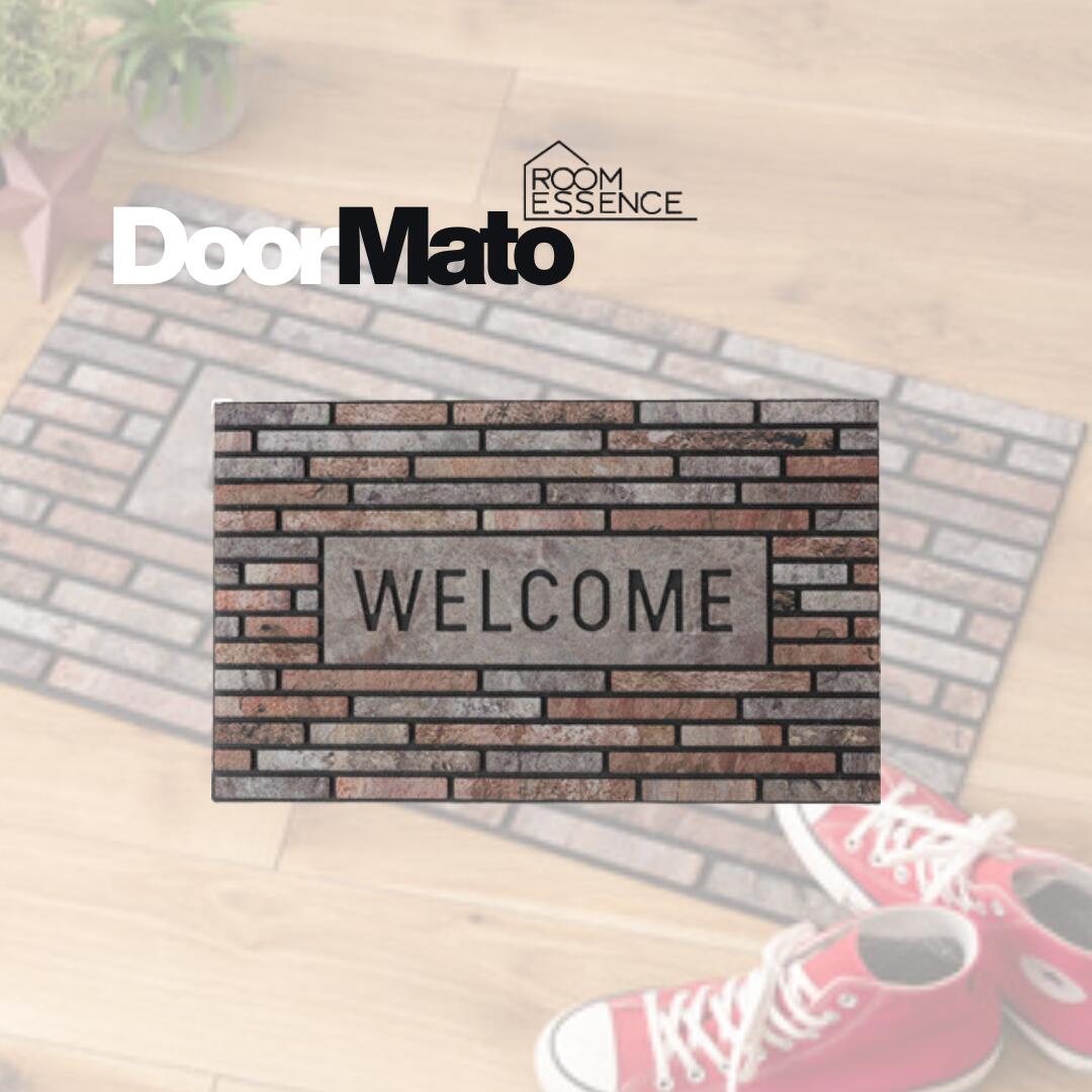 AZUMAYA 玄関マット ドアマット 水洗い可 モダン 北欧 おしゃれ レトロ ヴィンテージ アンティーク ずれにくい ゴム 滑りにくい 薄い 薄型 室内 敷物