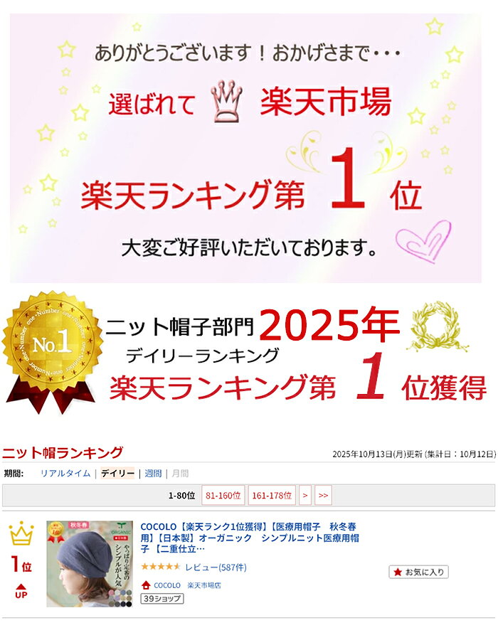 COCOLO【楽天ランク1位獲得】【医療用帽子　秋冬春用】【日本製】オーガニックコットン シンプルニットキャップ 【二重仕立て】【メール便送料無料】メンズ 男性 レディース 女性 抗がん剤帽子 脱毛 手術後 薄毛 白髪 隠し 就寝 コットン ナイトキャップ アトピー 皮膚炎 cocolo-rak-10000004 COCOLO 楽天市場店 サンプル画像2