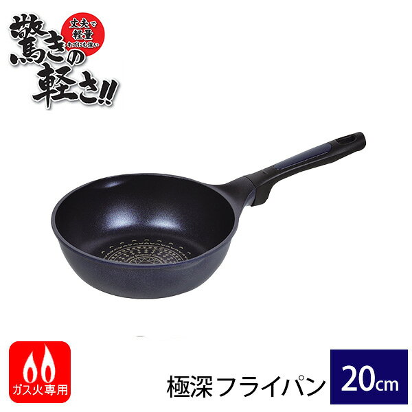 〜20 cm - 驚きの軽さ ブルーダイヤモンドコート極深フライパン20cm HB-2449 [パール金属] ガス火専用 フライパン ガス火 ガスコンロ 3層構造 金属ヘラOK 調理器具 フッ素コーティング 【フラリア】【ポイント2倍】[PNG02]