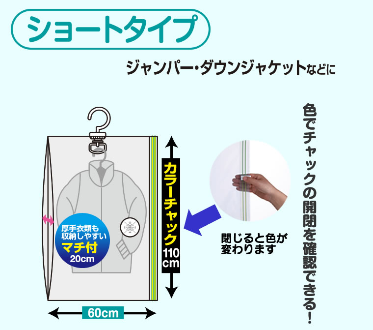 KP ハンガーに掛けたまま吊るして圧縮 ショートタイプ 圧縮袋 [東和産業]【ポイント2倍】【フラリア】[PNG10] 2