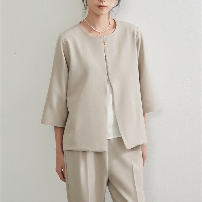 ママスーツ （ ベージュ ） 入園式 入学式 卒業式 セレモニー オケージョン ママスーツセット オフィス カジュアル フォーマル 春 梅雨 夏 春夏 SS 肌寒 冷房 冷え 対策 羽織り コスパ コーデ力 着回し 日常 おしゃれ オシャレ 20代 30代 40代