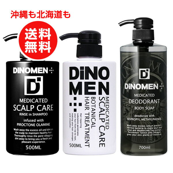 ディノメン DiNOMEN 薬用スカルプケア リンスインシャンプー 500ml　薬用 ボタニカル トリートメント 500ml (医薬部外品)　薬用デオドラント ボディソープ　700ml　超お得セット まとめ買い 育毛 髪ハリツヤ 体臭改善・対策