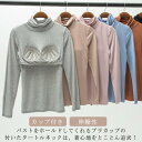 カップ付き ブラトップ インナー レディース カップ付きインナー タートルネック ハイネック 大きいサイズ カットソー Tシャツ 肌着 部屋着 アンダーウエア ストレッチ 伸縮性 締め付けない 定番 シンプル 無地 女性 春 秋 冬(4)