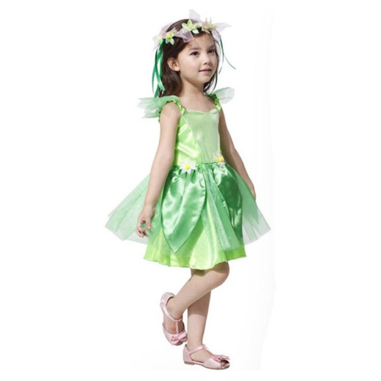ハロウィン クリスマス 妖精 子供 コスチューム 魔法 キッズ ワンピース エルフ コスプレ衣装 女の子 魔女 ティンカーベル ステージ イベント 演出服 文化祭 100 110 120 130 140 送料無料 3