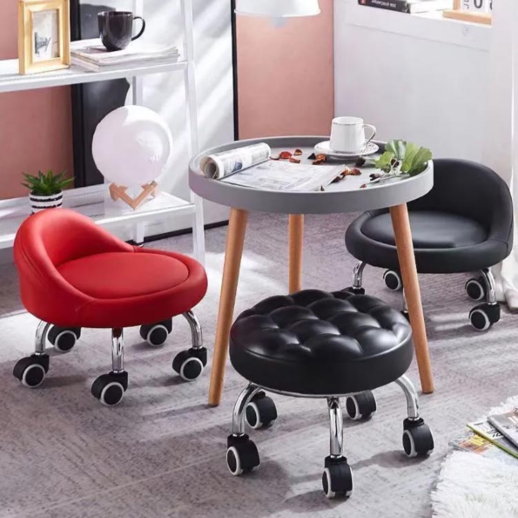 全9色 背もたれ付き ロースツール キャスター付き 丸椅子 直径35cm/座面高さ22cm ミニ スツール 低め フットケアスツール 極厚 クッション フットケアイス フット ネイル ペディキュア 施術 イス 椅子 チェア 回転椅子 [2]