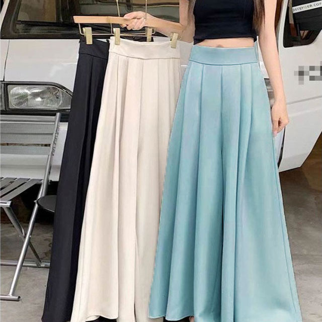 ワイドパンツ スカーチョ ガウチョパンツ レディース タック入り フレアパンツ ロ...