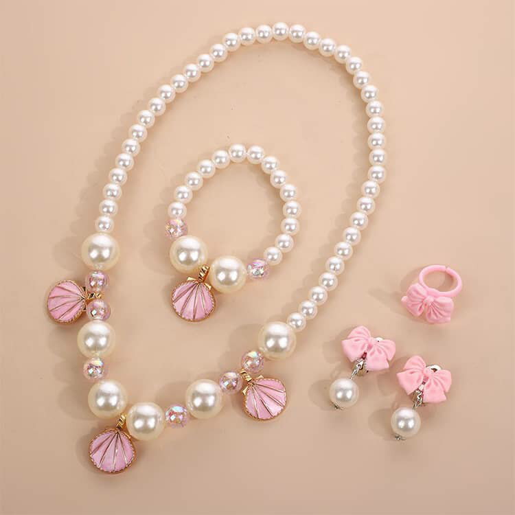 パール ネックレス キッズ アクセサリー セット 5点セット 可愛い リボン フォーマ...