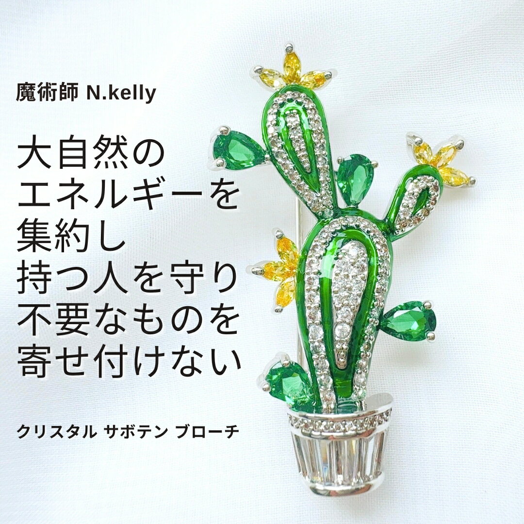 楽天MagicalShopエネルギーで反撃 自分を守る バリア 邪魔者排除 クリスタル サボテン ブローチ N.kelly 製作 パワーストーン 占い 開運 強運 本物 お守り 強力 魔法 魔力 白魔術 魔術 エネルギー 縁切り 魔除け 厄除け 願望成就 おまじない シルバー シャボテン 仙人掌 多肉植物 強力 叶う