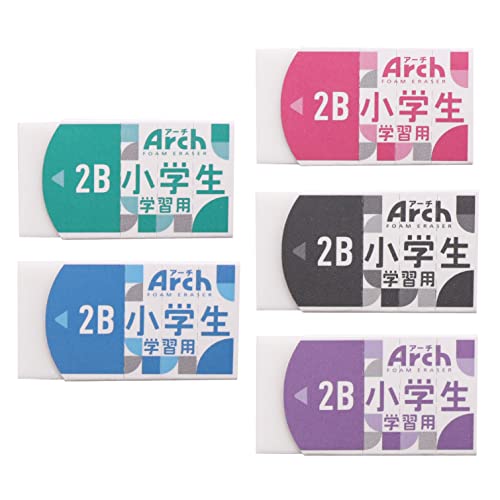 スタンダード/-/RAF100G-5P・PatternName:単品・パッケージ個数:1・特長1アーチ型ケースだから劇的に折れにくい。・特長2小学生でもしっかり持てる厚みのある形状。・特長3フォーム生地使用で濃い鉛筆も軽いタッチでよく消える。・仕様初回5色アソート仕様。グリップ、名前欄付き。・サイズ48×26×13mm／個 コンパクトな筆箱にも収納可能。●小学生におすすめのアーチ消しゴム 濃い鉛筆が消しやすい ・フォーム生地(特殊発泡体配合)を使用 ・小学生がよく使う2B、4Bなどの濃い鉛筆に最適 ・軽いタッチでしっかり消え、消しくずもまとまる 持ちやすくて折れにくい ・厚みのある形状なので小学生でもしっかり持てる ・消しゴムが劇的に折れにくいアーチ形状のケース入り ちょうどいいサイズとデザイン ・コンパクトな筆箱にも収納可能なサイズ ・学習用の真面目さの中に楽しさを感じられるデザイン ・すべり止め、ミシン目、名前欄付き