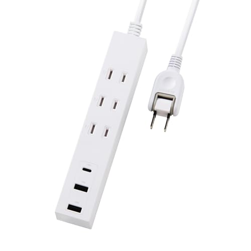 HITACHI - エレコム 電源タップ USB コンセント 15W AC×3個口 USB-A×2 USB-C×1 3m 極性プラグ対応 (N極) ホワイト ECT