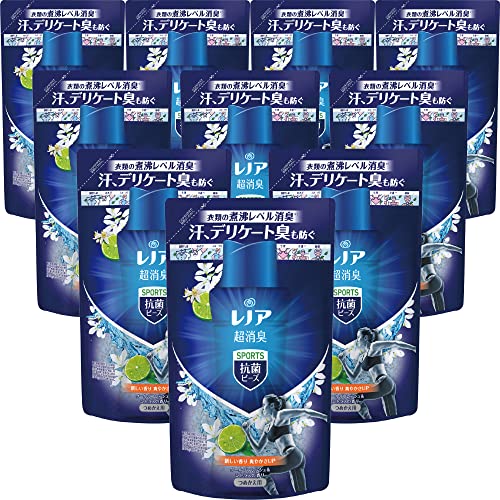 [ケース販売] レノア 超消臭 抗菌ビーズ スポーツ クールリフレッシュ&シトラス 詰め替え 430mL×10袋