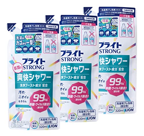 ブライトSTRONG 衣類の爽快シャワー 洗濯洗剤 部分用 詰め替え320mL ×3個