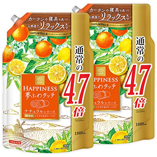 まとめ買い [大容量] レノアハピネス 夢ふわタッチ 柔軟剤 シトラス&ヴァーベナ 詰め替え 1880mL × 2個