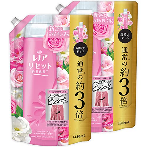 まとめ買い [大容量] レノア リセット 柔軟剤 フレッシュローズ&ナチュラルフラワー 詰め替え 1420mL ×2個