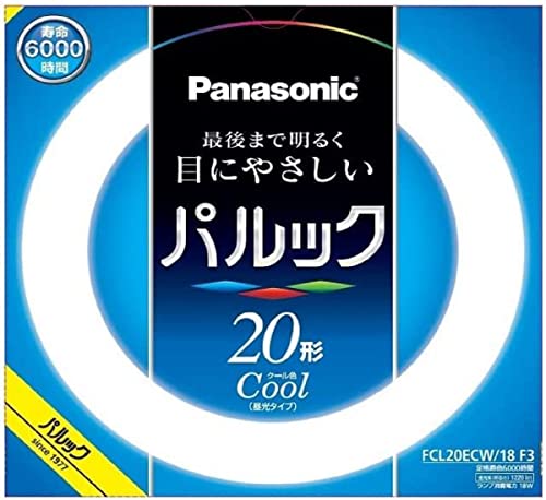 ・クール色 20形 FCL20ECW/18F3・・Size:20形Color:クール色・長寿命で明るいパルック蛍光灯　20W相当・クール色　ランプ電力18W　全光束1220lm・色温度7200K　定格寿命6000時間　口金G10qパルックプレミアム蛍光灯の丸型です　長寿命で最後まで明るさを長持ち