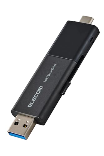 エレコム 外付けSSD 500GB USB3.2 (Gen1)対応 スライド式 Type-C/Type-A コネクタ iPhone/iPad 対