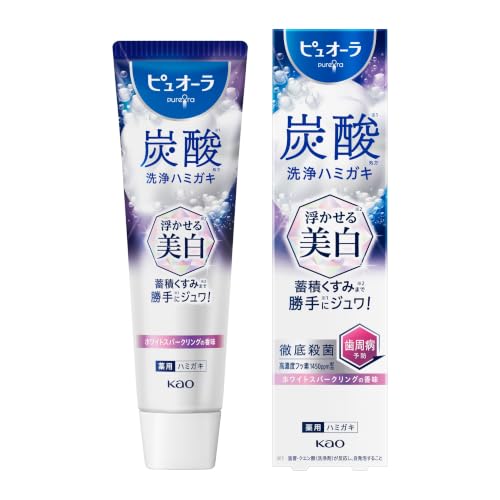 ピュオーラ 炭酸ハミガキ 浮かせる美白 95g [医薬部外品] 美白 ホワイトニング 歯周病 予防 高濃度フッ素(1450ppm配合) 炭酸洗浄