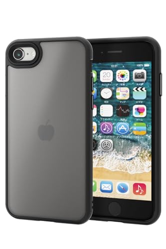 ELECOM - エレコム iPhone SE (第2世代/第3世代) / 8 / 7 ケース 耐衝撃 米軍MIL規格 半透明 マット仕上げ ストラップホール付き