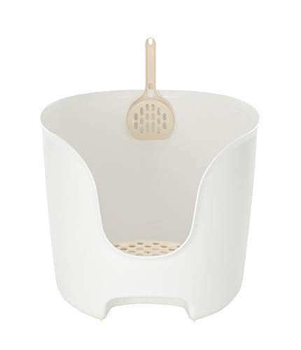 リッチェル 猫用トイレ本体 ラプレ 壁高ネコトイレ ホワイト