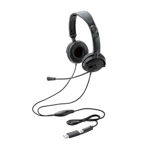 エレコム ヘッドセット USB C & USB-A 折り畳み 有線 マイク付き 単一指向性 ノイズキャンセリング 軽量 小型 オンイヤー オーバ