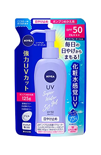 SPF50/PA+++---/125グラム (x 1)/4901301298706・Size:125グラム (x 1)Style:SPF50/PA+++・パッケージ個数:1・商品サイズ (幅×奥行×高さ) :55x170x106・内容量:125g・商品モデル番号:4901301298706商品紹介 日常・強力紫外線から素肌をやさしくまもる。SPF50なのに、化粧水感覚のUVジェル。とろけるように肌になじむ、素肌にやさしい使い心地。 ヒアルロン酸+天然植物エキス*(うるおい成分)配合。 化粧下地としてもご使用いただけます。 いつもお使いの石けんや洗顔料・全身洗浄料などで落とせます。 *キハダ樹皮エキス SPF50/PA+++ 無香料・無着色 アレルギーテスト済み(すべての方にアレルギーが起こらないというわけではありません。) 日やけ止め(顔・からだ用) SPF値とは 肌を赤くヒリヒリさせるUVB波を、どれくらいの時間防ぐことができるかを表した数値です。 SPF1で20分、サンバーン状態になるのを防げます。 ・SPF値 10 → 200分(3時間20分) ・・・日照時間内 ・SPF値 20 → 400分(6時間40分) ・・・日照時間 ・SPF値 50 → 1 000分(16時間40分)・・・日照時間をはるかに超える PA値とは 肌の老化を促すといわれるUVA波を、どれくらい防ぐかという目安の数値です。 PA+ → UV 防御効果があり ・・・生活紫外線の対策 PA++ → UV 防御効果がかなりある・・・生活紫外線・屋外で活動する時の対策 PA+++ → UV 防御効果が非常にある・・・屋外での活動が長い時の対策 PA++++ → UV 防御効果が極めて高い 使用上の注意 [使用時] ●傷、はれもの、湿疹等の異常があるところには使わないでください。 ●お肌に異常が生じていないかよく注意してお使いください。お肌に合わない時や、使用中、赤み、はれ、かゆみ、刺激、色抜け(白斑等)や黒ずみ等の異常が出た時、また日光があたって同じような異常が出た時は、使用を中止し、皮フ科医へ相談してください。使い続けると症状が悪化することがあります。 ●目に入らないよう注意し、入った時は、すぐに充分洗い流してください。 ●衣類等につかないよう充分ご注意ください。ついた時は、すぐに洗剤でていねいにつまみ洗いしてください。また、ついた部分がピンク等に変色(着色)する場合があるので、塩素系漂白剤のご使用は避けてください。 [保管] ●車の中など極端に高温になる場所、直射日光のあたる場所には置かないでください。 ●子供や認知症の方などの誤飲等を防ぐため、置き場所にご注意ください。 商品に関するお問合せ・ご意見は「花王消費者相談室」0120-165-699 受付時間:9:00~17:00(土・日・祝日は除く) 原材料・成分 水、メトキシケイヒ酸エチルヘキシル、エタノール、PG、ジメチコン、エチルヘキシルトリアゾン、ジエチルアミノヒドロキシベンゾイル安息香酸ヘキシル、BG、ジラウロイルグルタミン酸リシンNa、クインスシードエキス、ヒメフウロエキス、キハダ樹皮エキス、ヒアルロン酸Na、（アクリレーツ／アクリル酸アルキル（C10-30））クロスポリマー、カルボマー、酢酸トコフェロール、水酸化Na、BHT、メチルパラベン
