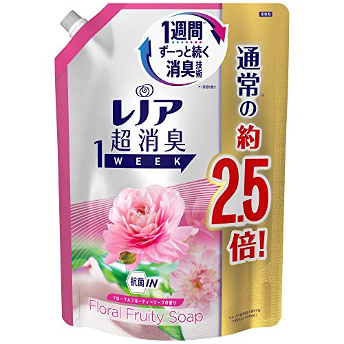 レノア 超消臭1WEEK 柔軟剤 フローラルフルーティーソープ 詰め替え 大容量 約2.5倍(980mL) 1 袋