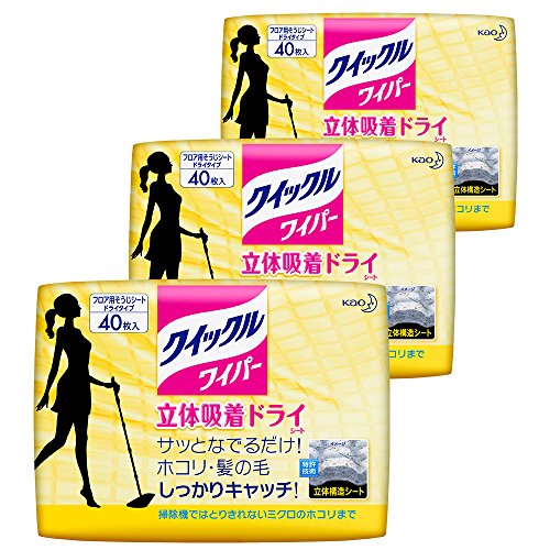 まとめ買いクイックルワイパー 床用掃除シート ドライシート 40枚入 × 3個