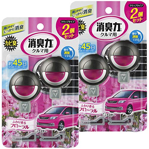 消臭力 クルマ [まとめ買い] 車用 クリップタイプ フローラル 4個セット(2個入×2) クルマの消臭力 車 クリップ 消臭剤 消臭 芳香剤