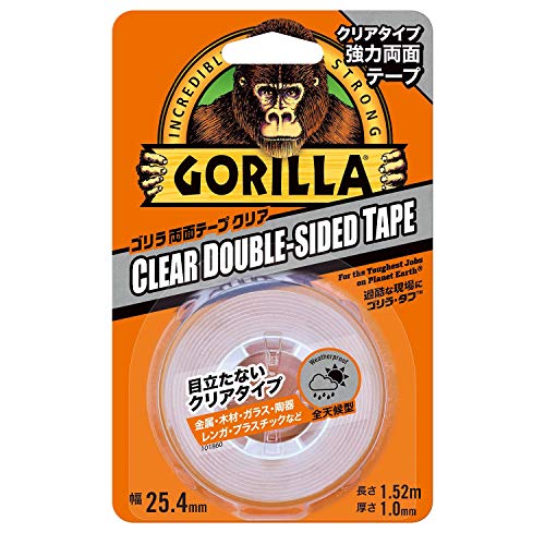 KURE(呉工業) ゴリラ 両面テープ クリア 25.4mm×1.52m 強力両面テープ 1780