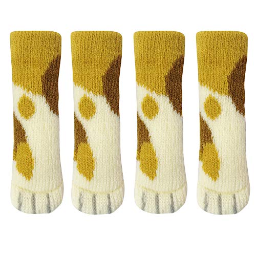 東洋ケース いす 脚カバー 騒音・傷防止 ねこあしのチェアソックス 4枚(椅子1脚分) ねこ(みけ) CSK-NA-01