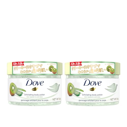 -/-/4904740681801・FlavorName:キウイとアロエの爽やかな香り・角質ケアで透明感アップDoveキウイ&アロエクリーミースクラブは、古い角質や黒ずみをやさしく取り除き、肌に透明感をもたらします。キウイとアロエの爽やかな香りで、バスタイムがリフレッシュタイムに変わります。・クリーミーな使用感クリームタイプのボディスクラブは、肌にやさしくなじみ、必要な潤いを残しながら古い角質をオフ。普通肌の方に最適で、洗い上がりはしっとりなめらかな肌触りを実感できます。・お得な2個セット各298gの本体2個セットでお得。日々のボディケアに取り入れることで、なめらかで健やかな肌へと導きます。角質ケアと保湿を同時に叶える贅沢なボディスクラブで、全身の肌を美しく整えます。・スクラブで角質オフ。キウイ＆アロエの爽やかな香り商品紹介 ●ふわとろスクラブで角質をオフ。 ●なめらかなテクスチャーのスクラブがやさしく古い角質をオフしながら保湿ケアも叶える。 原材料・成分 水、グリセリン、含水シリカ、ラウロイルイセチオン酸Na、ステアリン酸、コカミドプロピルベタイン、香料、パルミチン酸Na、セテアリルアルコール、ラウリン酸、イセチオン酸Na、合成ワックス、ステアリン酸Na、塩化Na、水酸化Na、安息香酸Na、パーム核脂肪酸Na、ヒドロキシアセトフェノン、EDTA-4Na、キウイ種子、アロエベラ液汁、炭酸Na、エチドロン酸4Na、酢酸トコフェロール、クエン酸、硫酸Na、ソルビン酸K、亜硫酸Na、酸化チタン、酸化鉄、酸化亜鉛、アルミナ、黄4、青1、赤227 使用方法 ●(1)体を洗った後、適量を手に取り全体になじませる。 ●(2)お肌をマッサージするようにのばす。 ●(3)ぬるま湯でやさしく洗い流す。 安全警告 ●肌の弱いところへの使用は避ける。 ●顔には使わない。 ●肌に傷・はれもの・湿疹等、異常があるときは使用しない。 ●赤み・はれ・かゆみ・刺激等の異常が現れたときは、使用を中止し、皮ふ科医等に相談する。そのまま使用を続けると症状が悪化することがある。 ●目に入らないように注意し、目に入ったときは、こすらずにすぐ洗い流す。 ●食べ物ではありません。 ●子供や認知症の方などの誤食等を防ぐため、置き場所に注意する。