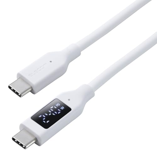 エレコム USB Type C ケーブル 2m 240W PD対応 液晶ディスプレイ 電力表示 高耐久 シリコン素材 なめらか やわらか 高耐久