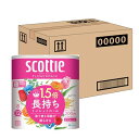 ケース販売 スコッティ 紙材 フラワーパック 1.5倍長持ち(8ロールで12ロール分)トイレット ピンク 37.5mダブル ×8パック入り(3)