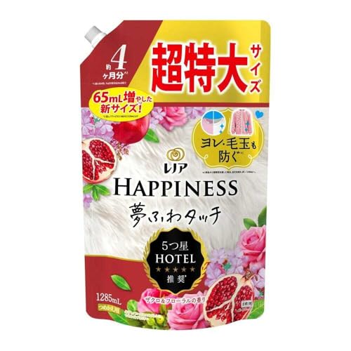 レノア ハピネス 夢ふわタッチ 柔軟剤 ザクロ&フローラル つめかえ 超特大 1285mL