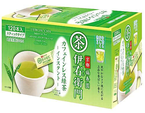 宇治の露 伊右衛門 カフェインレス インスタント緑茶スティック 120本入 デカフェ・ノンカフェイン 粉末 0.8グラム (x 120)