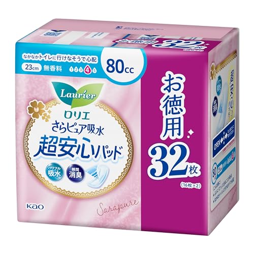 ロリエ 大容量さらピュア吸水超安心パッド 80cc 32枚(吸水ケア 吸水ナプキン 尿もれパッド)