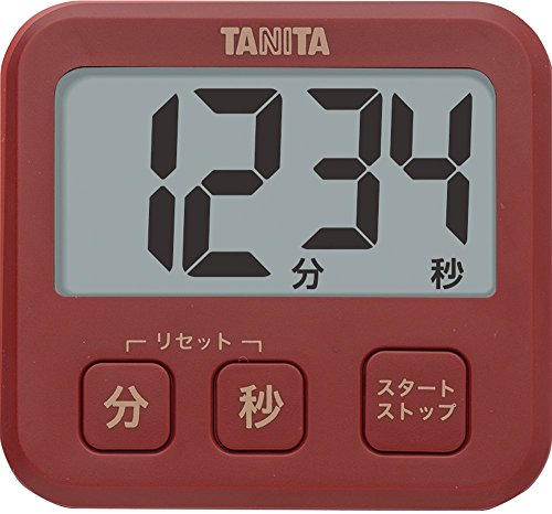 タニタ キッチン 勉強 学習 タイマー マグネット付き 大画面 薄型 レッド TD-408 RD