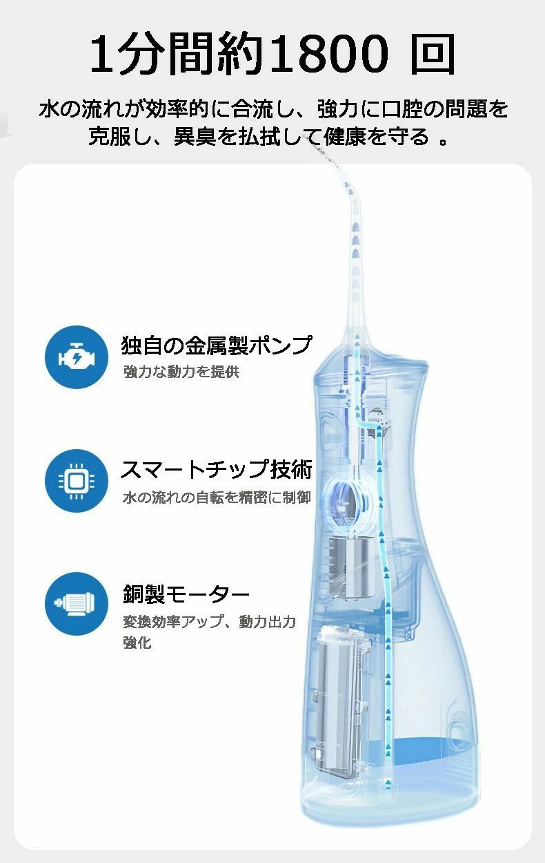IPX7防水 4 口腔洗浄機 300ML大容量 風呂 水流 口腔洗浄器 2025年最新版
