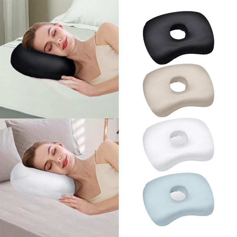 【送料無料】耳ピアス枕 睡眠枕ガードプロテクター 通気 洗濯可能 ヘッドホン着用 耳穴付きイヤリングサポート