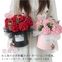 造花 カーネーション かぎ針編み かわいい ニットフラワー 9本 花束 フラワーブーケ 贈り物 ボリューム おしゃれ 完成品