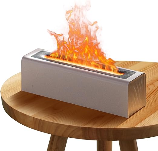 卓上【7色LED 炎アロマ】小型 加湿機 超音波式 おしゃれ タイミングデザイン 1台両役